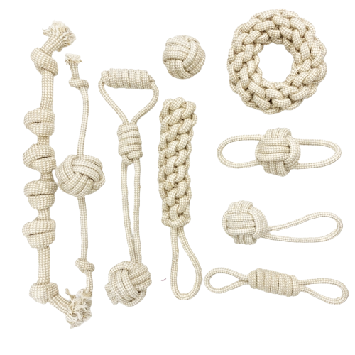 The Play Set - Dog Hemp Rope 9pc Toy Bundle-0