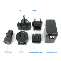 Thumbnail for Huntkey TravelMate Multi Plugs USB Wall Charger Adapter 4.2 A US UK EU AU Plugs with Car Charger (D204)