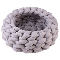 Thumbnail for Chunky Cotton Braided Knit Pet Bed in Grey-0
