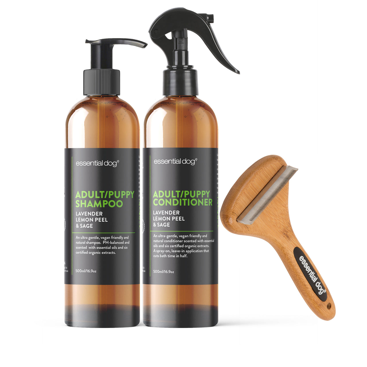 500ml Adult/Puppy Shampoo & Conditioner + Bamboo Brush-2