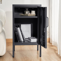 Thumbnail for ArtissIn Bedside Table Metal Cabinet - MINI Black