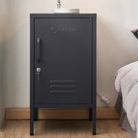 Thumbnail for ArtissIn Bedside Table Metal Cabinet - MINI Black