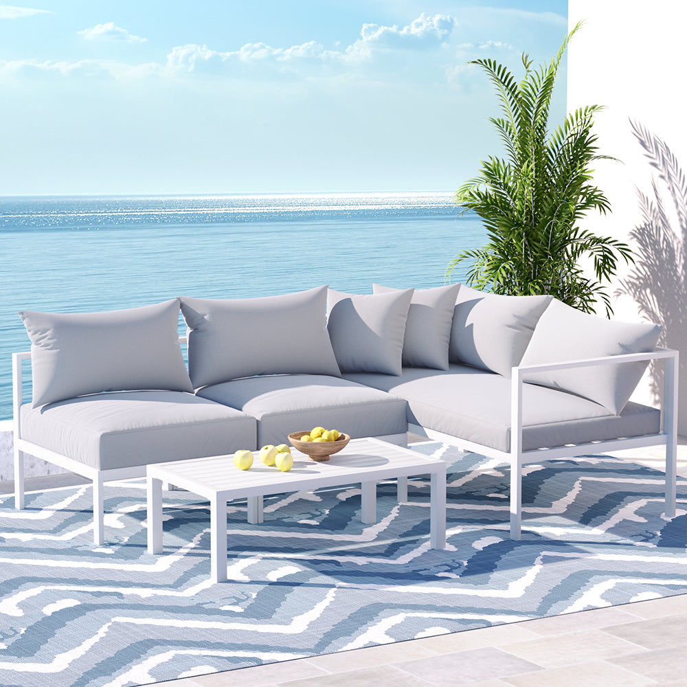 Gardeon 4 Seater Outdoor Sofa Set Aluminium Lounge Setting