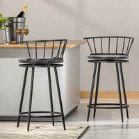 Thumbnail for Artiss 2x Bar Stools Swivel Metal Chairs