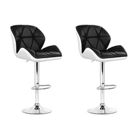 Thumbnail for Artiss 2x Bar Stools Gas Lift Padded Leather Black & White