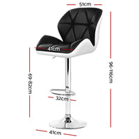 Thumbnail for Artiss 2x Bar Stools Gas Lift Padded Leather Black & White