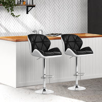 Thumbnail for Artiss 2x Bar Stools Gas Lift Padded Leather Black & White