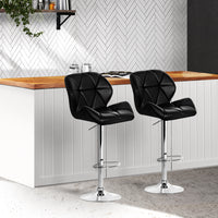 Thumbnail for Artiss 2x Bar Stools Gas Lift Padded Leather Black