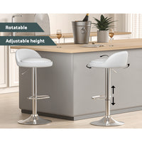 Thumbnail for Artiss 4x Bar Stools PU Leather Gas Lift White