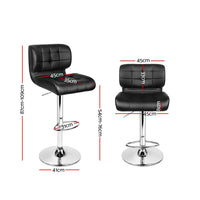 Thumbnail for Artiss 4x Bar Stools Gas Lift Leather Padded Black