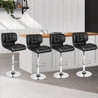 Thumbnail for Artiss 4x Bar Stools Gas Lift Leather Padded Black