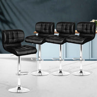 Thumbnail for Artiss 4x Bar Stools Gas Lift Leather Padded Black