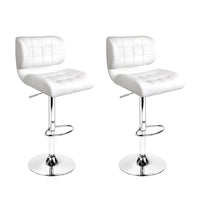 Thumbnail for Artiss 2x Bar Stools Gas Lift Leather Padded White