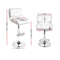 Thumbnail for Artiss 2x Bar Stools Gas Lift Leather Padded White