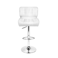 Thumbnail for Artiss 2x Bar Stools Gas Lift Leather Padded White