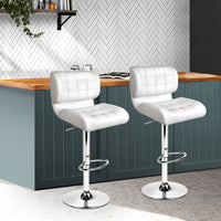 Thumbnail for Artiss 2x Bar Stools Gas Lift Leather Padded White