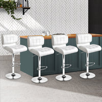 Thumbnail for Artiss 4x Bar Stools Gas Lift Leather Padded White