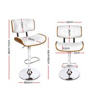 Thumbnail for Artiss 2x Bar Stools Gas Lift Leather White