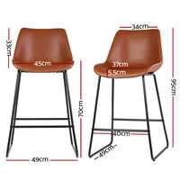 Thumbnail for Artiss Bar Stools Kitchen Counter Barstools Leather Metal Chairs Brown x2