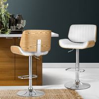 Thumbnail for Artiss Bar Stools Swivel Leather Chairs Wooden