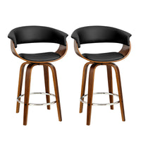 Thumbnail for Artiss 2x Bar Stools Swivel PU Seat Wooden