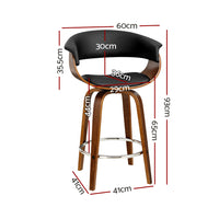 Thumbnail for Artiss 2x Bar Stools Swivel PU Seat Wooden