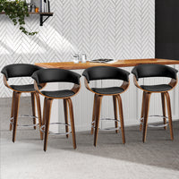 Thumbnail for Artiss 4x Bar Stools Swivel PU Seat Wooden