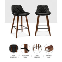 Thumbnail for Artiss 2x Bar Stools PU Seat Wooden