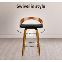 Thumbnail for Artiss 4x Bar Stools Swivel Seat Curving Backrest