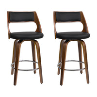 Thumbnail for Artiss 2x Bar Stools Swivel Leather Chair 76cm