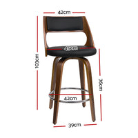 Thumbnail for Artiss 2x Bar Stools Swivel Leather Chair 76cm