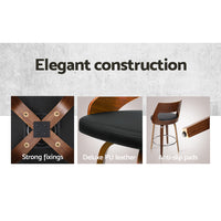 Thumbnail for Artiss 2x Bar Stools Swivel Leather Chair 76cm