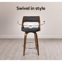 Thumbnail for Artiss 2x Bar Stools Swivel Leather Chair 76cm