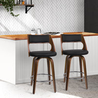 Thumbnail for Artiss 2x Bar Stools Swivel Leather Chair 76cm