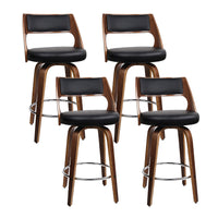 Thumbnail for Artiss 4x Bar Stools Swivel Leather Chair 76cm