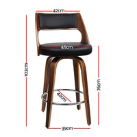 Thumbnail for Artiss 4x Bar Stools Swivel Leather Chair 76cm