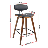 Thumbnail for Artiss 4x Bar Stools Leather Padded w/Backrest