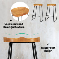 Thumbnail for Artiss 2x Bar Stools Tractor Seat 75cm Wooden