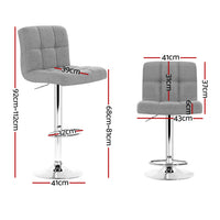 Thumbnail for Artiss 4x Bar Stools Leather Gas Lift Grey