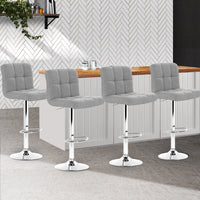 Thumbnail for Artiss 4x Bar Stools Leather Gas Lift Grey