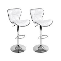 Thumbnail for Artiss 2x Bar Stools Gas Lift Leather Seat White