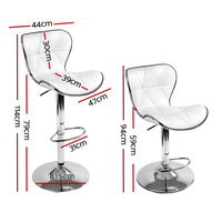 Thumbnail for Artiss 2x Bar Stools Gas Lift Leather Seat White