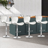 Thumbnail for Artiss 4x Bar Stools Gas Lift Leather Seat White