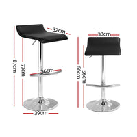 Thumbnail for Artiss 2x Bar Stools Adjustable Gas Lift Chairs Black