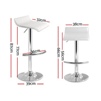 Thumbnail for Artiss 4x Bar Stools Adjustable Gas Lift Chairs White