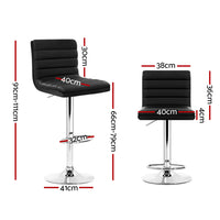 Thumbnail for Artiss 2x Bar Stools Padded Leather Gas Lift Black