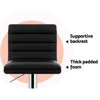 Thumbnail for Artiss 2x Bar Stools Padded Leather Gas Lift Black