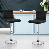 Thumbnail for Artiss 2x Bar Stools Padded Leather Gas Lift Black