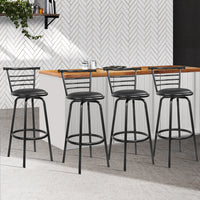 Thumbnail for Artiss 4x Bar Stools Swivel Leather Padded Metal