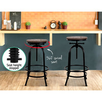 Thumbnail for Artiss Bar Stools Adjustable Wood Chairs